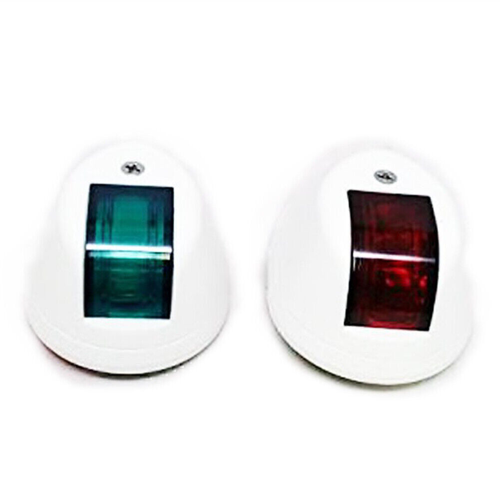 2 x 12V LED boat lights, one pair of green and red navigation side lights, white nylon housing. n