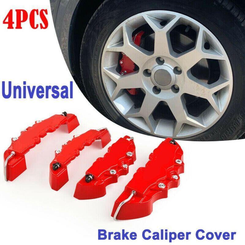 4-Piece Pack of 3D Red Automotive Disc Brake Caliper Covers (Front and Rear) Suitable for 18-24 Inch Brakes