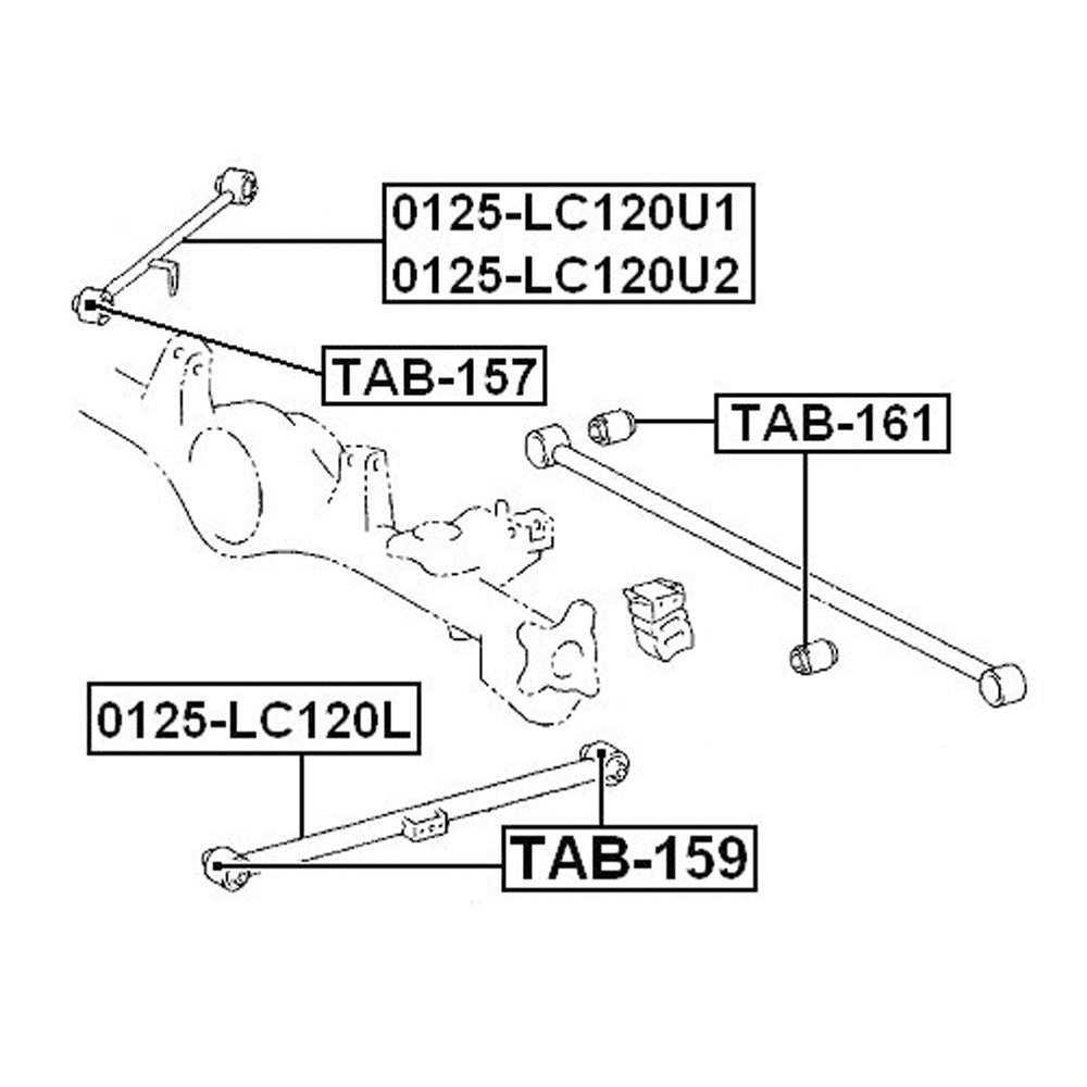 2 TAB-161 Arm Bushing Rear Arm for FJ HILUX for Lexus GX460 : 48706-60060- n
