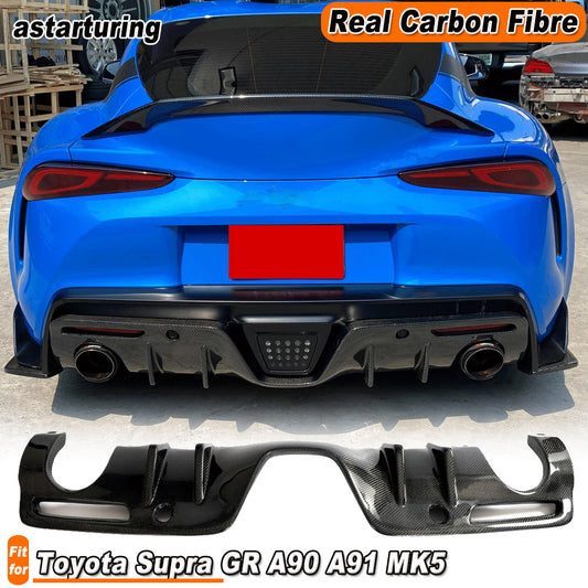 for Toyota Supra GR A90 A91 MK5 2020+ Real Carbon Fiber Rear Bumper Diffuser Lip