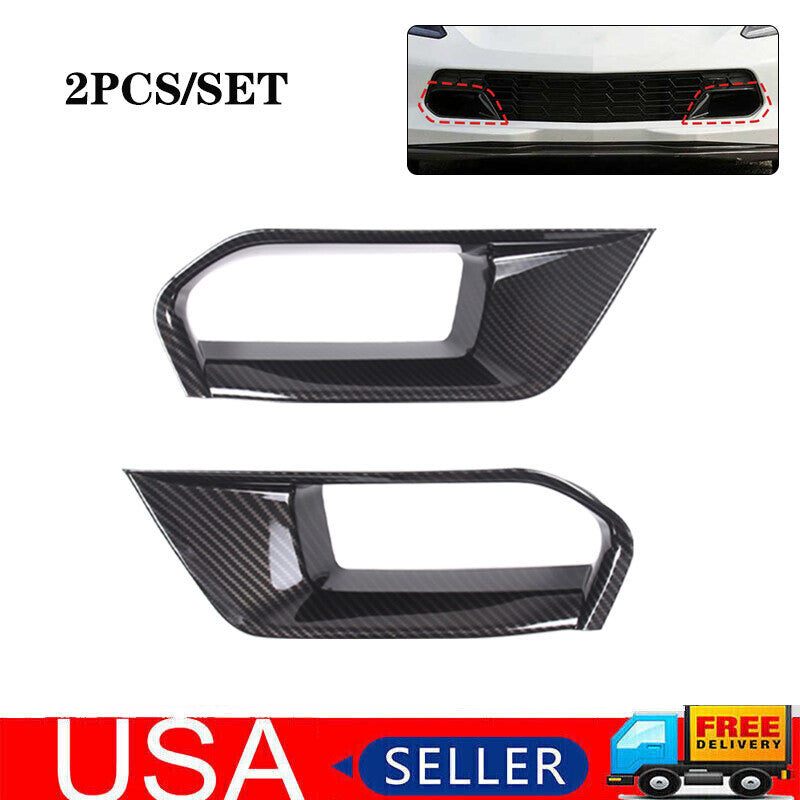 Carbon fiber ABS front bumper grille air vent trim for Corvette C7 14-19