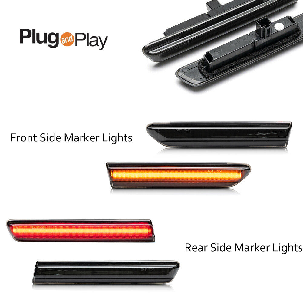 4-Pack Smoked LED Front and Rear Bumper Side Marker Lights for 2004-2008 for Acura TL- v