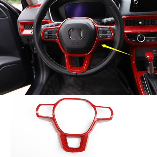 Steering Wheel Panel Frame Cover Trim for Honda for CIVIC 2022-2024 Red Carbon ABS n