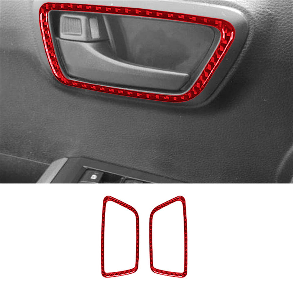 Red Carbon Fiber Front Door Handle Frame Cover Trim for Toyota Tacoma 2016-2021