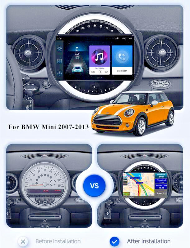 GPS radio player, 9-inch screen, 2+32GB navigation for Mini Cooper R56 R60 (2007-2013). n