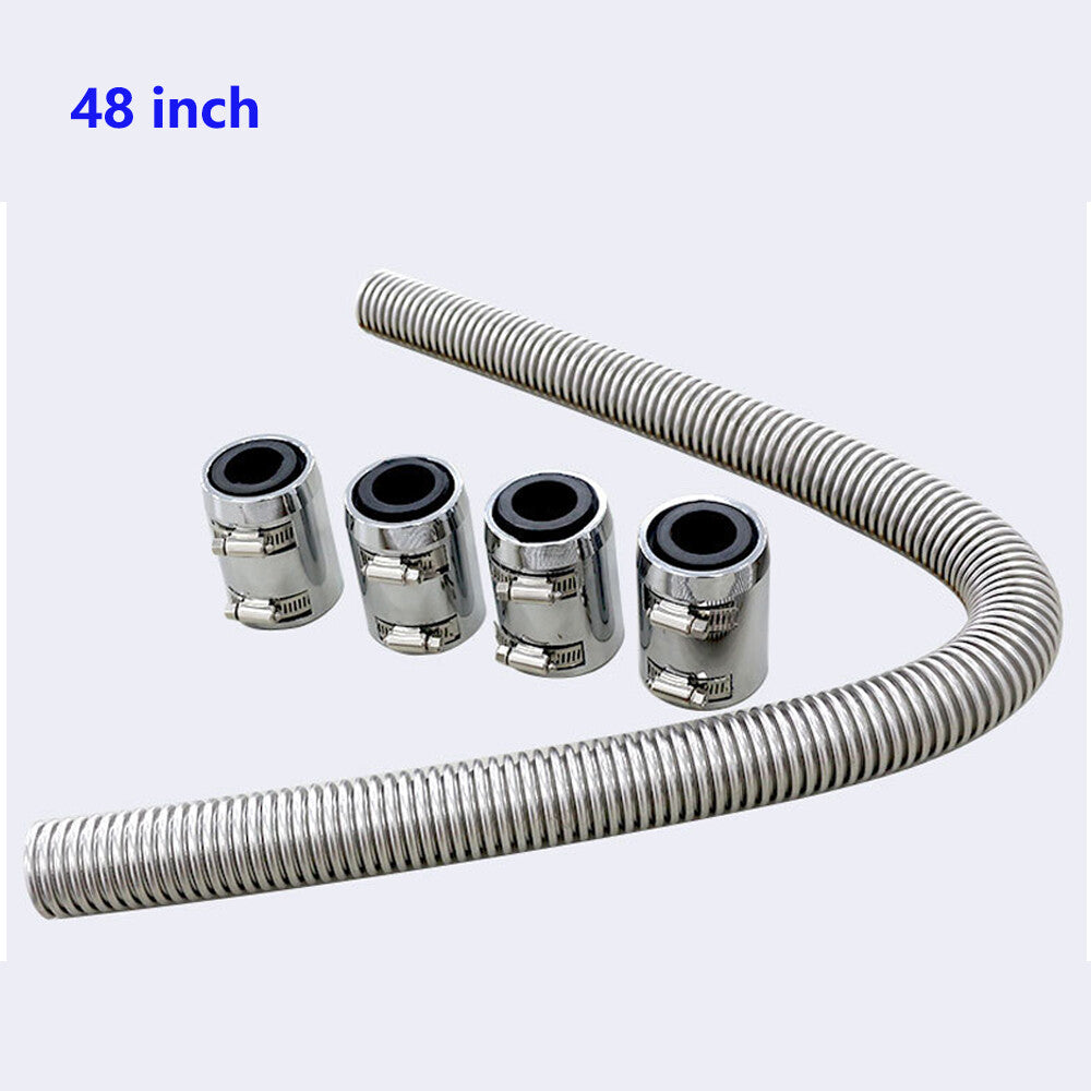 48-inch universal stainless steel radiator flexible cooling water hose kit with cap