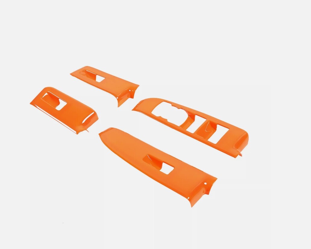 Red genuine carbon fiber window lift button cover trim for Corvette C8 2020-2023