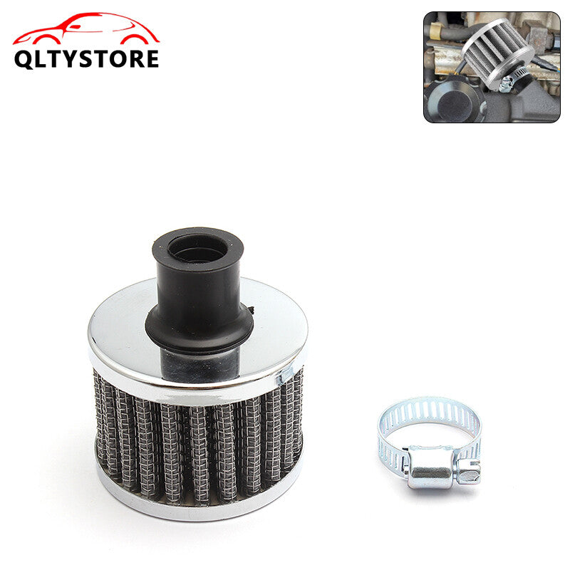 12mm Cold Air Intake Filter Car Breather Valve Cover Turbo Vent Crankcase Silver Q