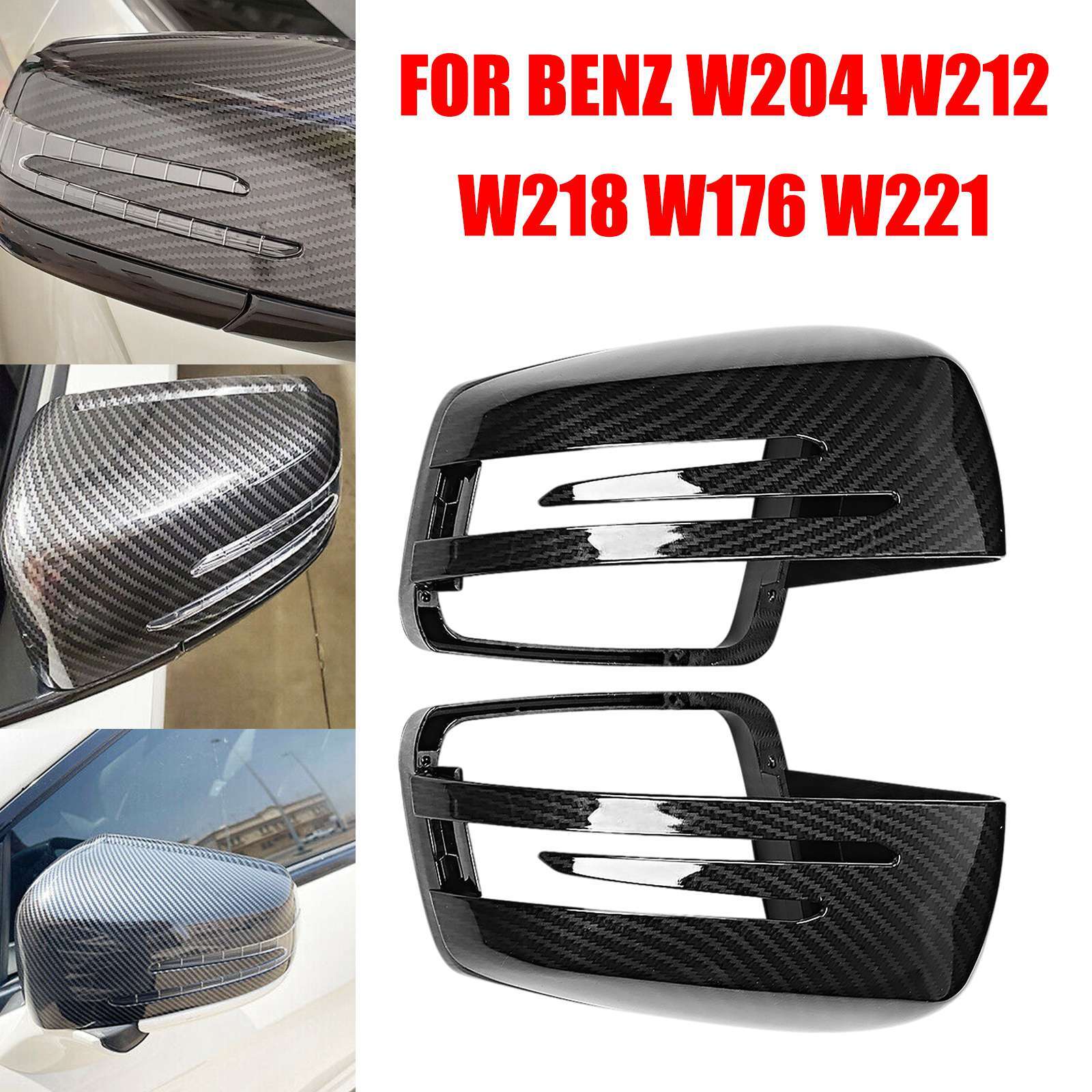ABS Black Mirror Cover Trim LR for Benz W204 W212 W218 W176 W221 Accessories