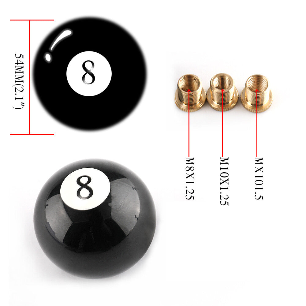 Manual Transmissio No.8 Billiard Ball Gear Shifter with Adapter Gear Shift Knob