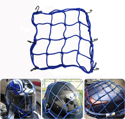 30*30CM Motorcycle Elasticated Luggage Cargo Net Strong Webbing Straps Tie Blue Q