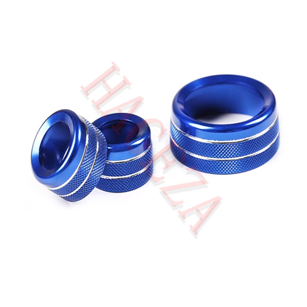 Alloy Center Console AC Knobs Audio Volume Ring Cover for BMW E84 X1 2013-15 Blu