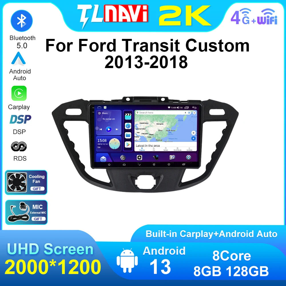 for Ford Transit Custom 2013-2018 Stereo Car Radio CarPlay GPS Multimedia Player
