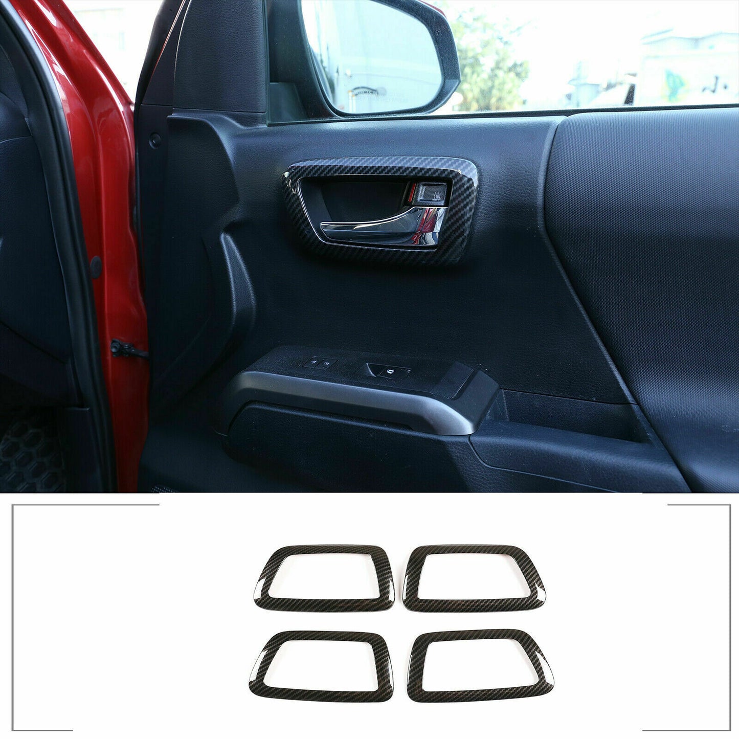 2-Pack ABS Carbon Fiber Tailgate Door Handle Trim Cover for Maverick 2022-2023- v