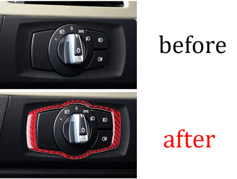 Carbon Fiber Red Button Cover Trim for BMW 3 Series E90 E92 E93 2005-2012