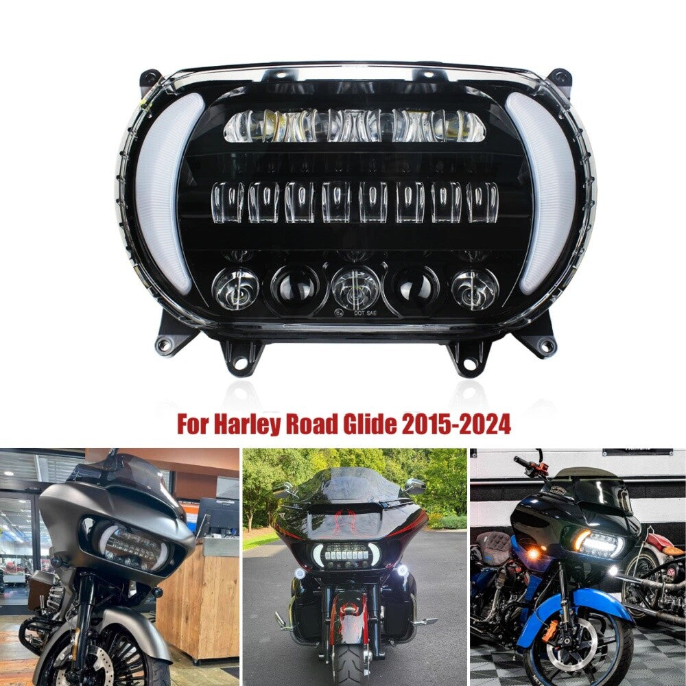 LED Headlight DRL Turn Signal Light Projector Headlamp for Harley Road Glide