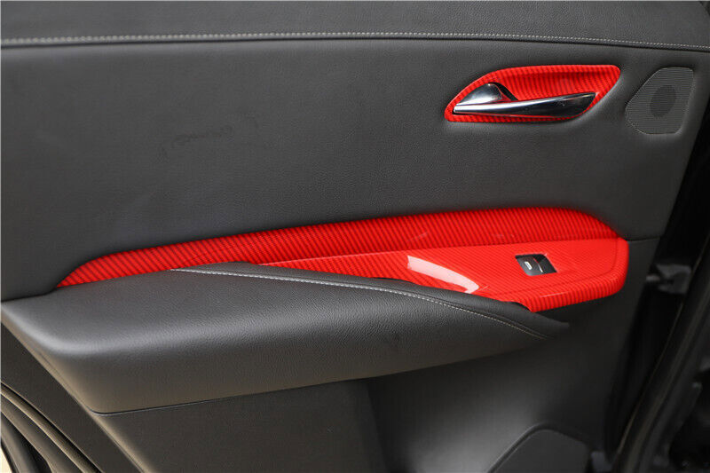 for Cadillac XT4 2018-2023 Red Carbon Fiber Interior Decor Accessories Kit Cover