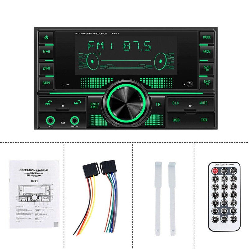 Car stereo audio Bluetooth head unit FM/USB/MP3/SD/AUX-IN/color backlit player