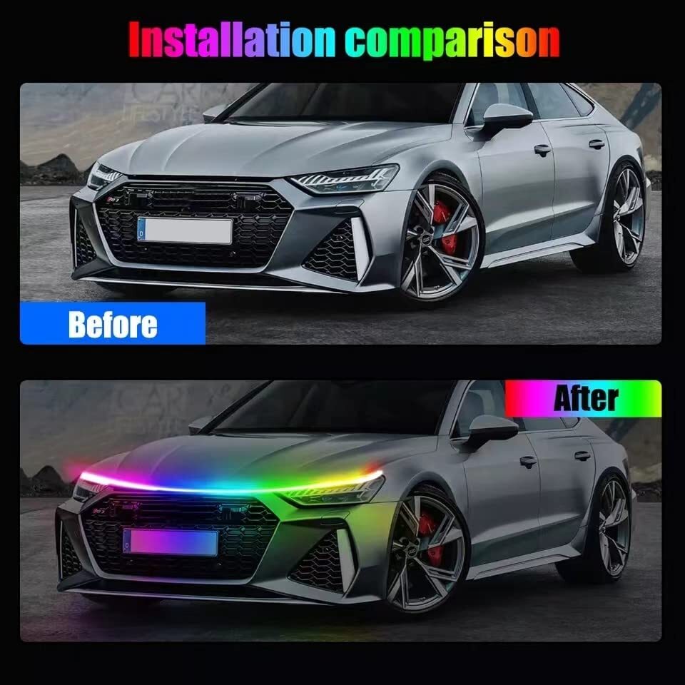 71-inch Dreamcolor RGB Car SUV LED Range Hood Strip Light (DRL) with App + Remote Control n