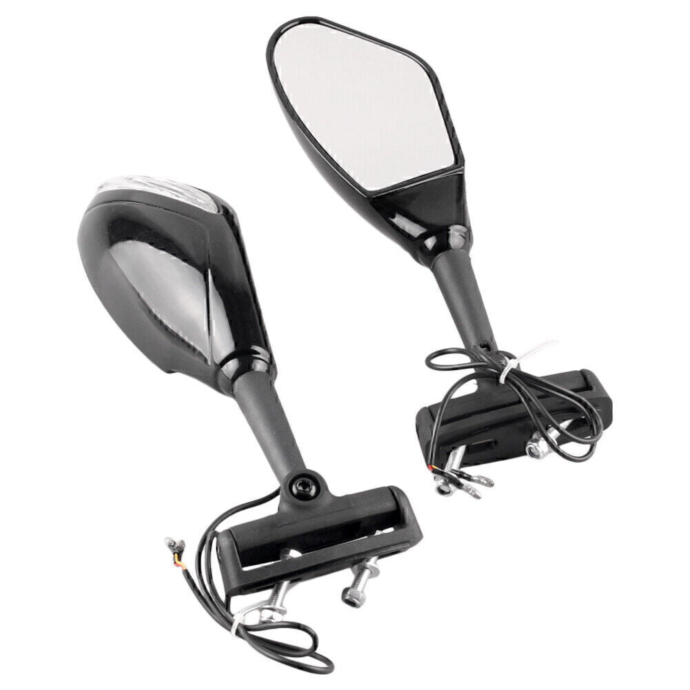 For Universal Motor all Street Bikes Black 2x LED Turn Signals Rear View Mirrors