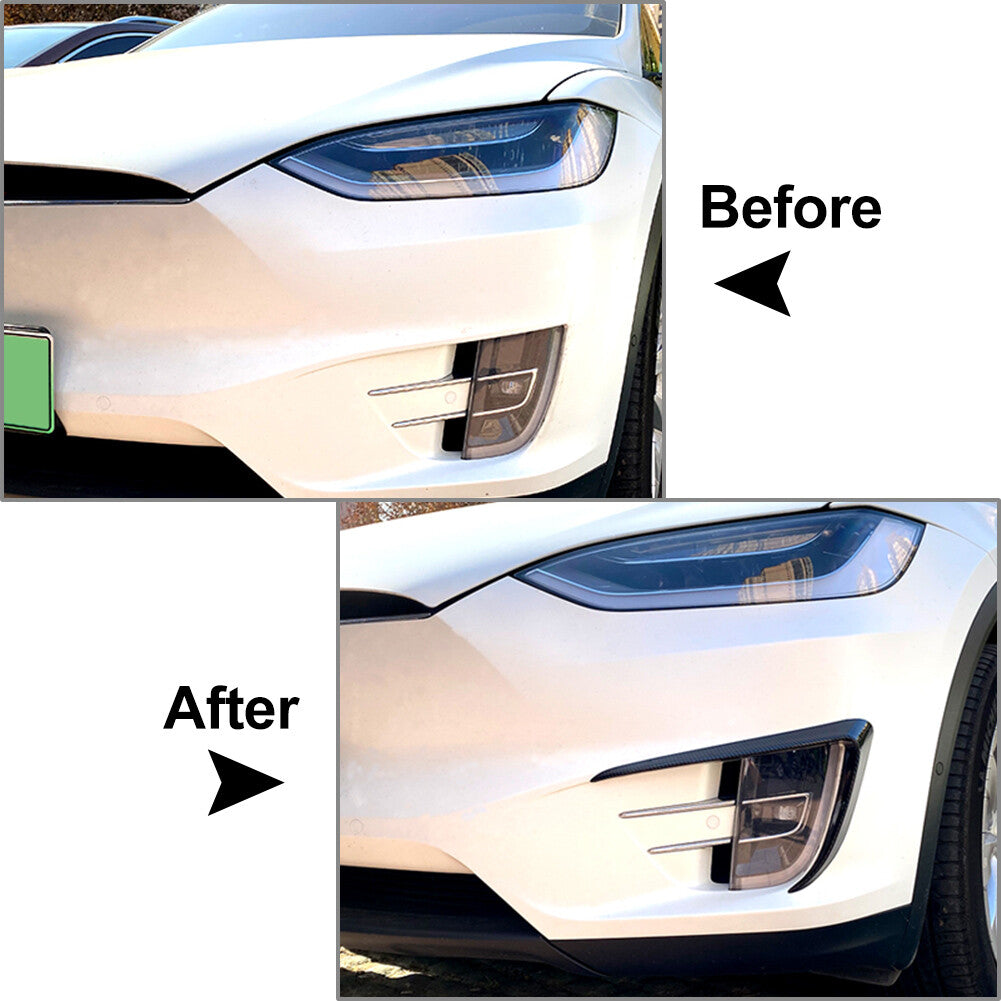 Carbon Fiber Car Front Fog Light Lamp Eyebrow Cover Trim for Tesla Model X 15-20 Q