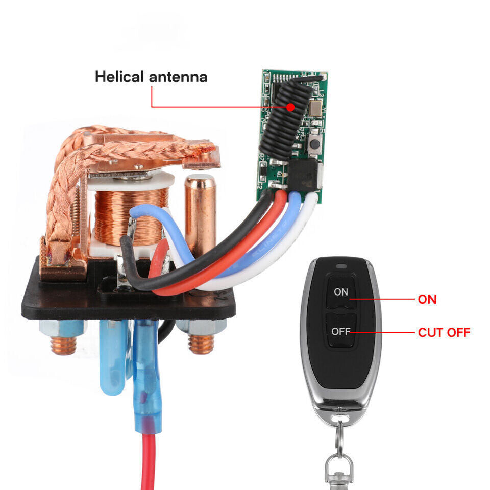 12V Wireless Dual Remote Car Battery Disconnect Relay Master Kill Cut-off Switch n