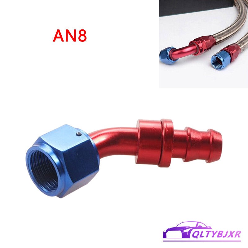 8AN AN8 45 Degree Push Lock Hose End Barb Fitting/Adaptor Push-On Hose Fittings