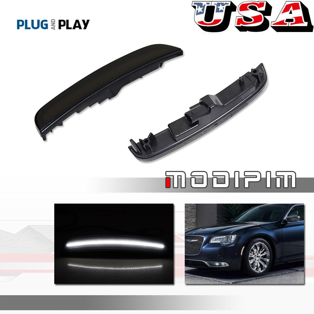 Smoked white LED front marker light suitable for 2015-2023 for Chrysler 300 300C- v