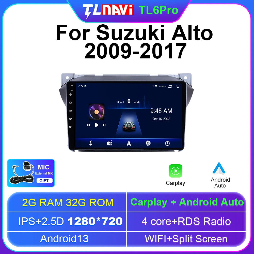 for Suzuki Alto 2009-2017 Android CarPlay Car Radio GPS Multimedia Player Screen