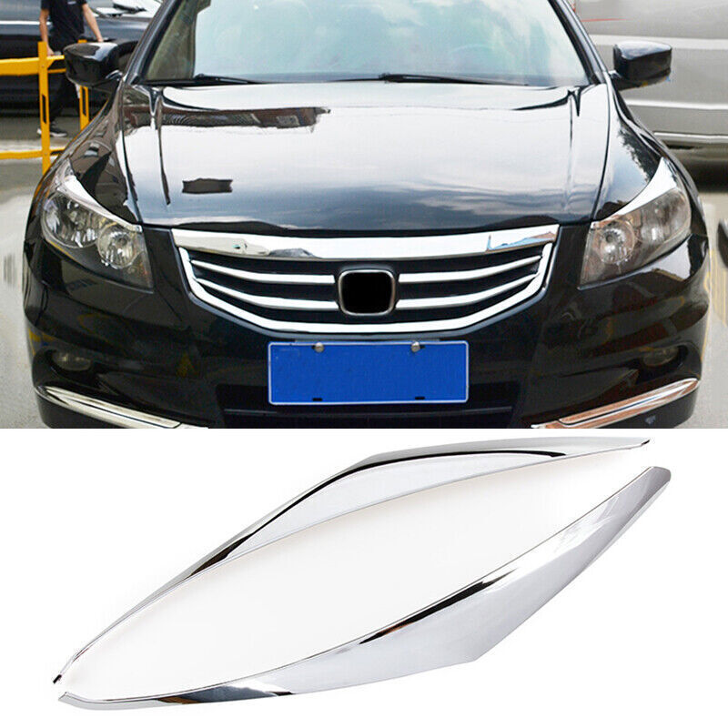 2P for Honda Accord 2008-2012 ABS Chrome Headlight Front Lamp Eyelid Cover Trims