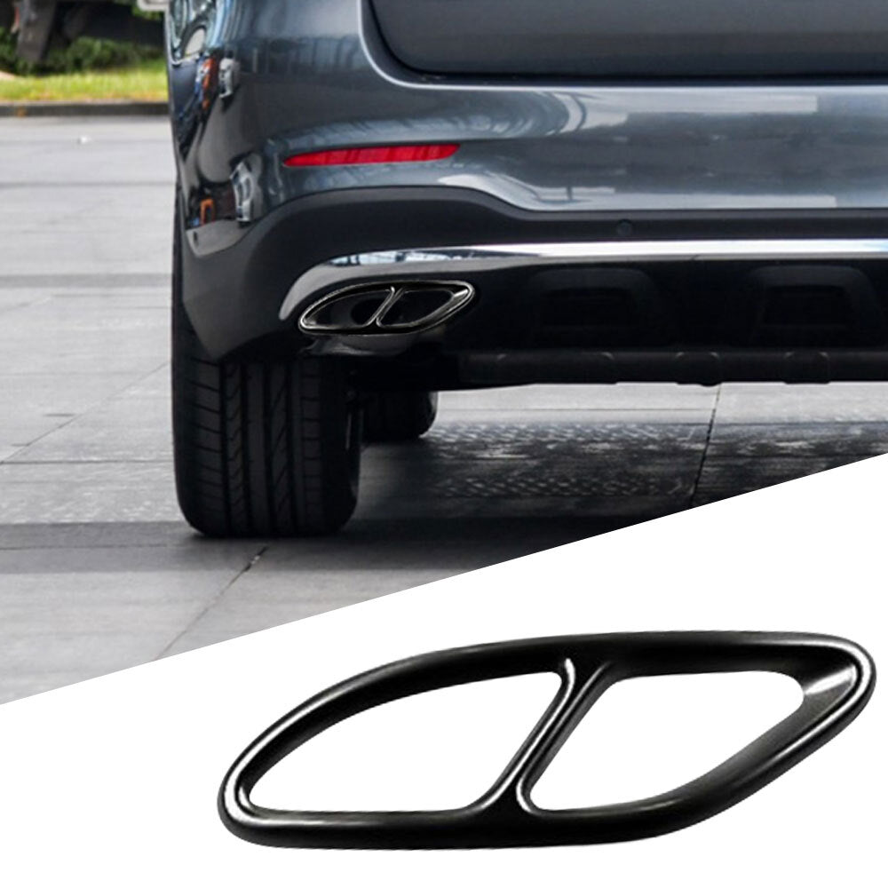 2PCS Exhaust Pipe Cover Trim Black for Mercedes Benz A B C E CLA GLC GLE GLS