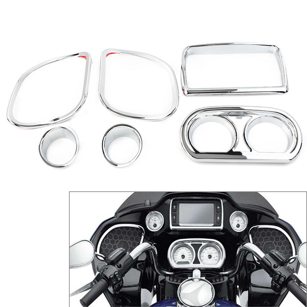 Inner Fairing Speedometer Radio Speaker Trim Chrome for Harley Road Glide 15-22 Q