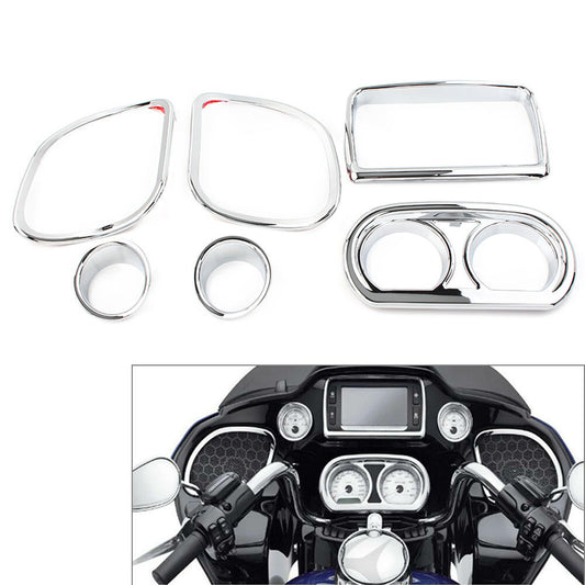 Inner Fairing Speedometer Radio Speaker Trim Chrome for Harley Road Glide 15-22 Q