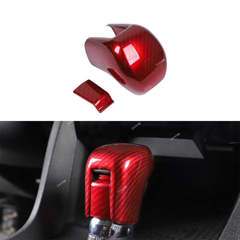 Qty2 ABS Carbon Fiber Red Gear Lever Shift Knob Cover Trim for Honda for Civic 16-19