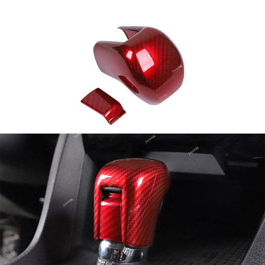 Qty2 ABS Carbon Fiber Red Gear Lever Shift Knob Cover Trim for Honda for Civic 16-19