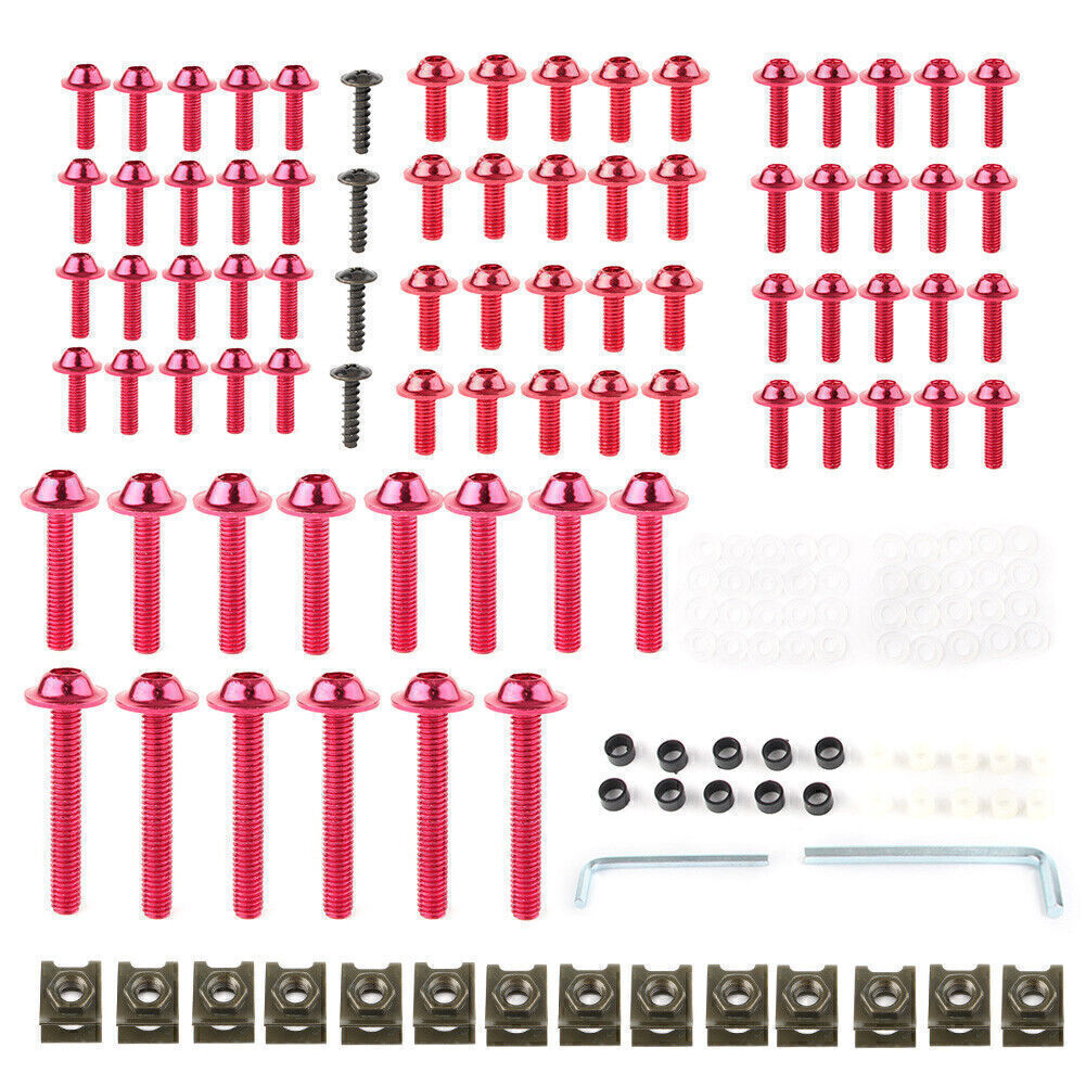 Motorcycle Sportbike Windscreen Fairing Bolt Screws Kit Fastener Clip Screws Red
