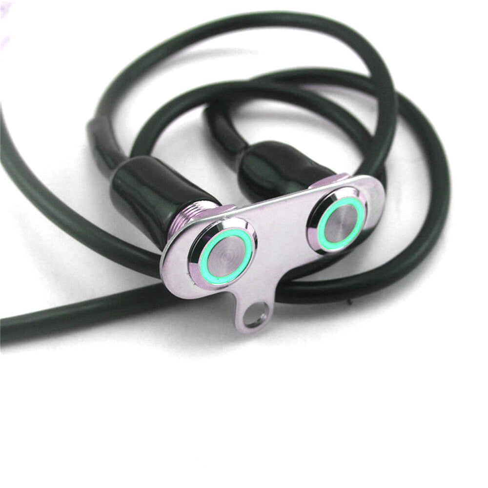 Green Indicator 12V Stainless LED Motorcycle Switch On-Off Dual Self-Return Q
