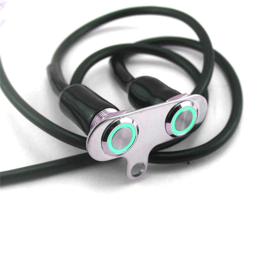 Green Indicator 12V Stainless LED Motorcycle Switch On-Off Dual Self-Return Q