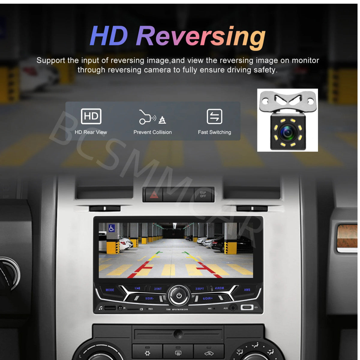 6.86in Double Din Car Stereo Radio MP5 Player For Carplay Android Auto W/Camera