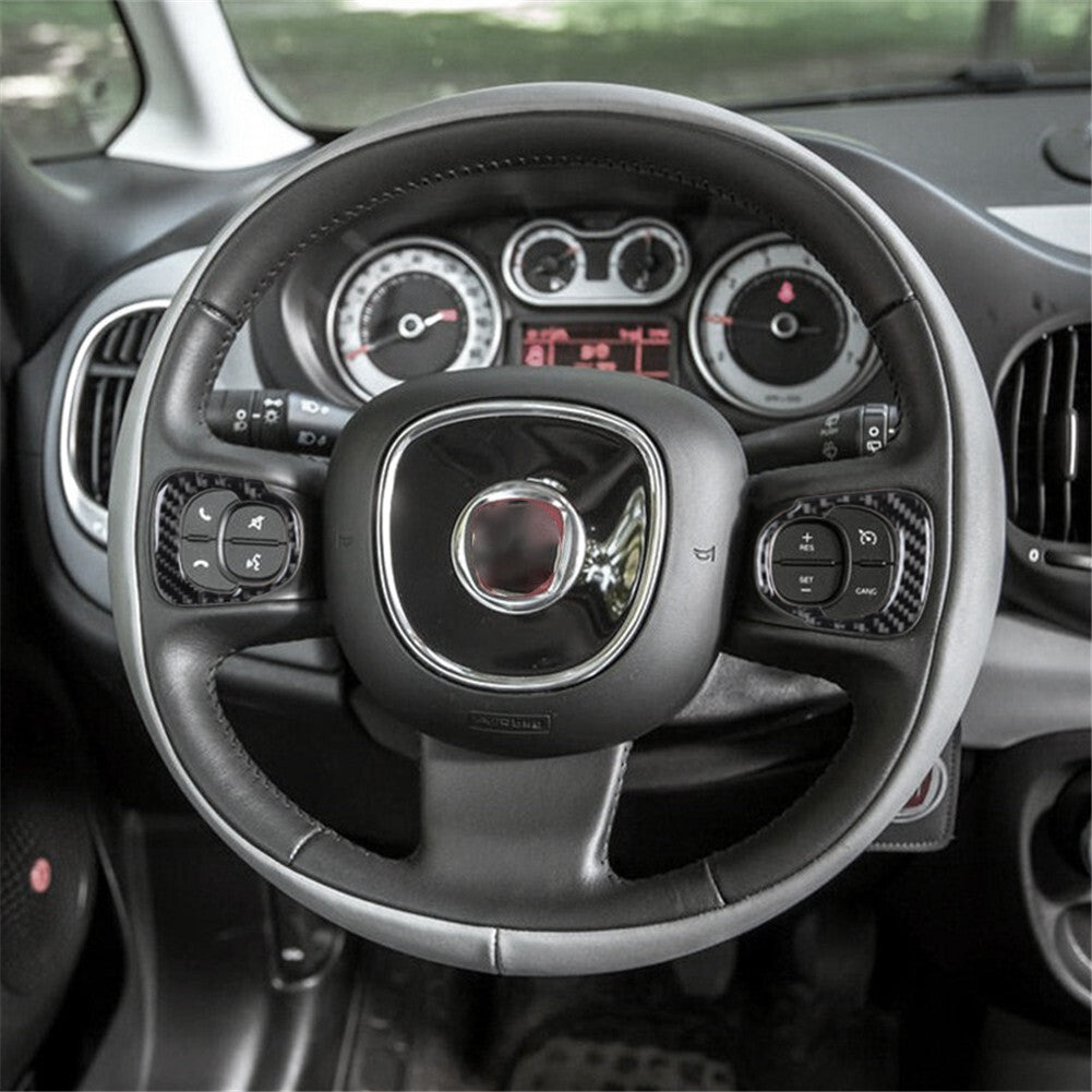 Carbon Fiber Steering Wheel Accent Interior Trim For 2014-2017 for Fiat 500L