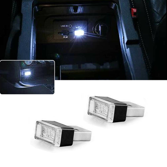 2 Universal USB White Ambient Miniature LEDs for Automotive Interior Lighting, Plug-in Q