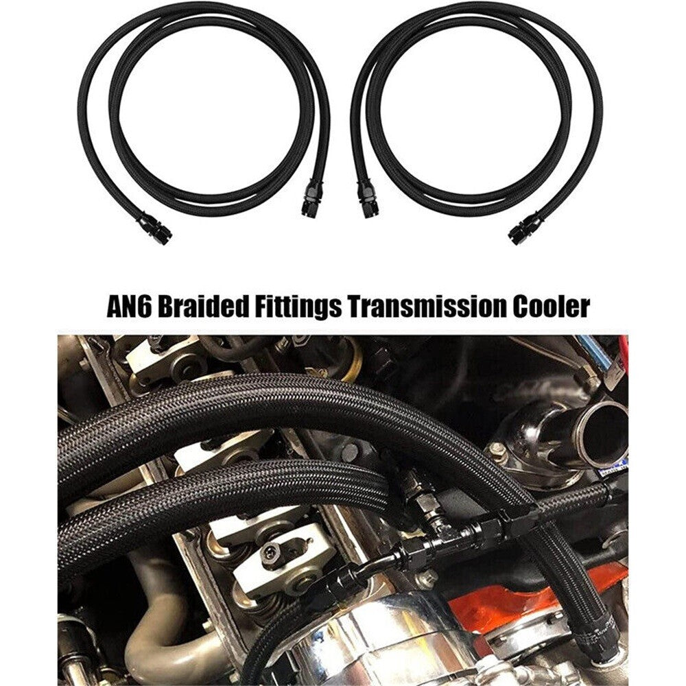 6AN PTFE transmission cooler hose connector, nylon stainless steel braided wire