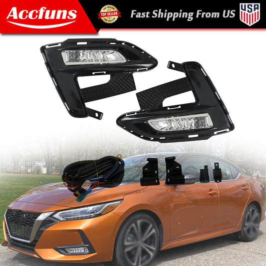 Transparent lens light LED LH+RH for 2020-2022 Sentra, with switch and a pair of fog lights. n