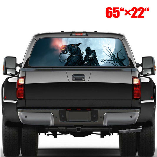 65 x 22 Rear Window Grim Reaper Graphic Tint Decal Sticker For Truck for Jeep for SUV