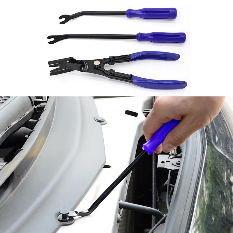 3Pcs Car Door Panel Remover Body Retainer Clip Set Trim Upholstery Pry Tool Blue Q