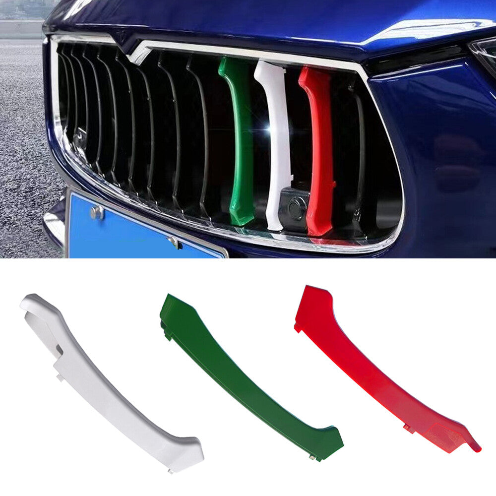 3PCS Front Grille Strip Cover Trim Insert for Maserati Ghibli 2014- 2016