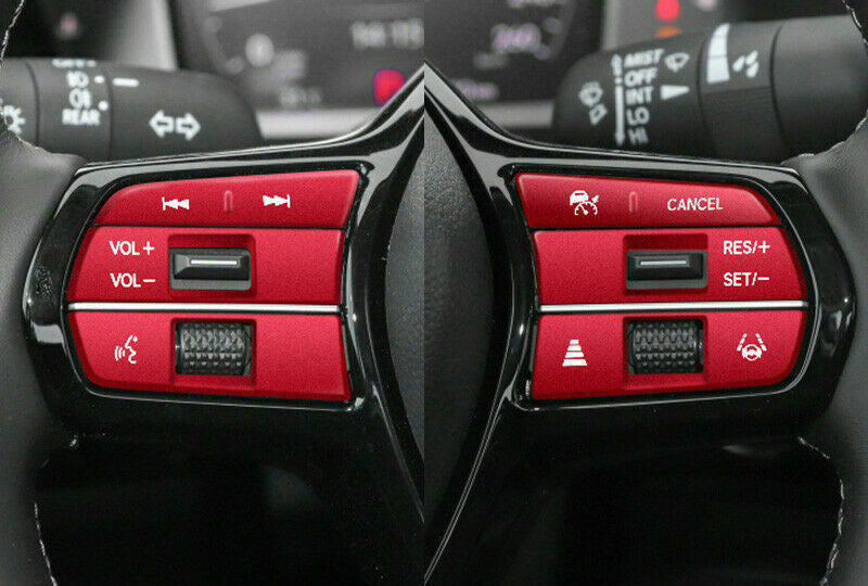 6P for Honda for Civic 11th 2022-2023 Red Alloy Steering Wheel Button Stickers Trim