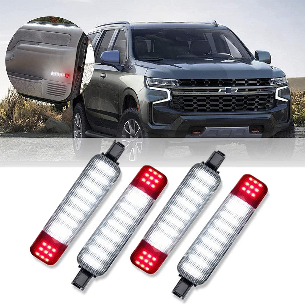 4 for Chevy for GMC for Cadillac White Red LED Interior Door Panel Light Courtesy Lamp Q