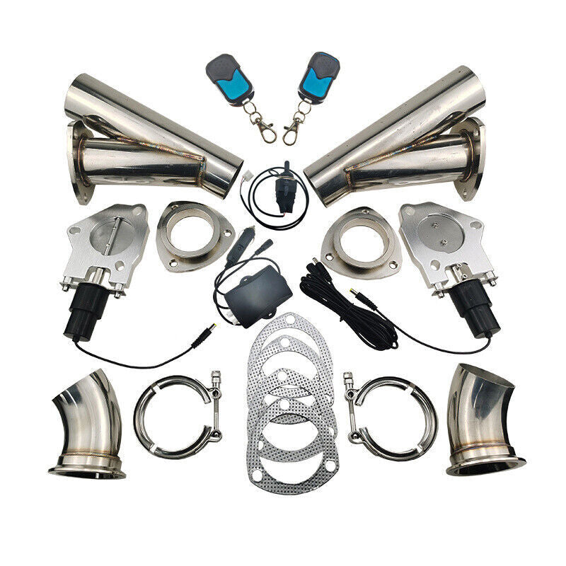 2.5 Dual Electric Exhaust Valve Control Motor Pipe Kit Manual  Remote Switch