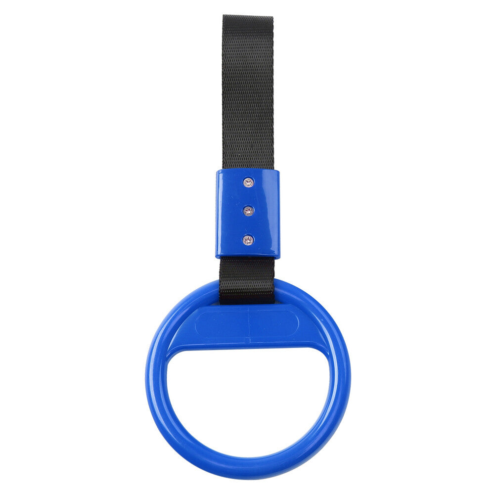 1Pcs Black Belt Blue Round Ring Train Bus Handle Hand Strap Drift Charm Tool Car